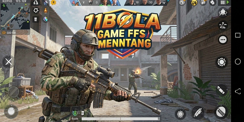 Tampilan gameplay seru dari 11BOLA dengan aksi tembak-tembakan yang mendebarkan.