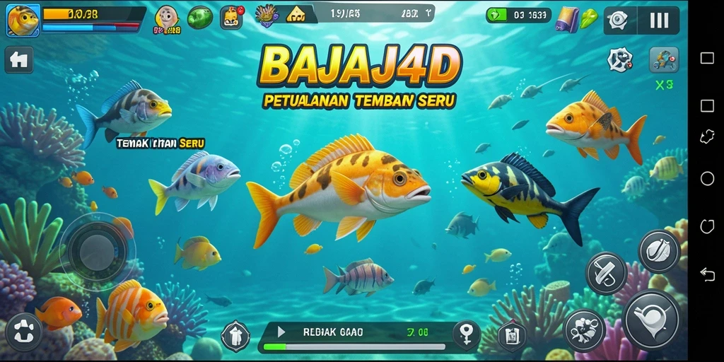 Menampilkan gameplay seru dalam BAJAJ4D saat menembak ikan.