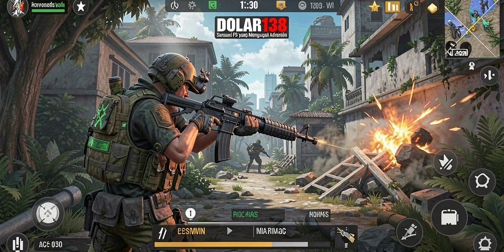 Screenshot gameplay DOLAR138 dengan aksi tembak-menembak yang seru.