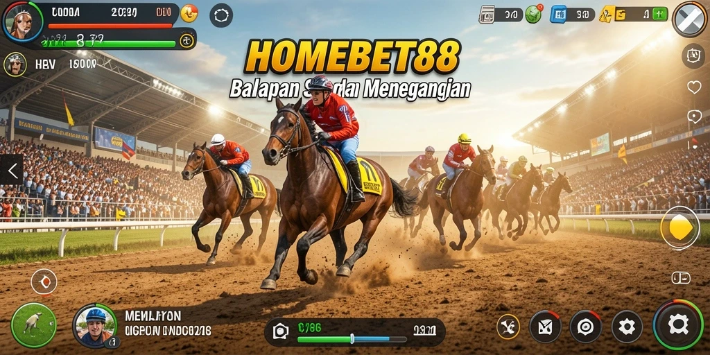 Screenshot gameplay HOMEBET88 menampilkan aksi balap yang mendebarkan.