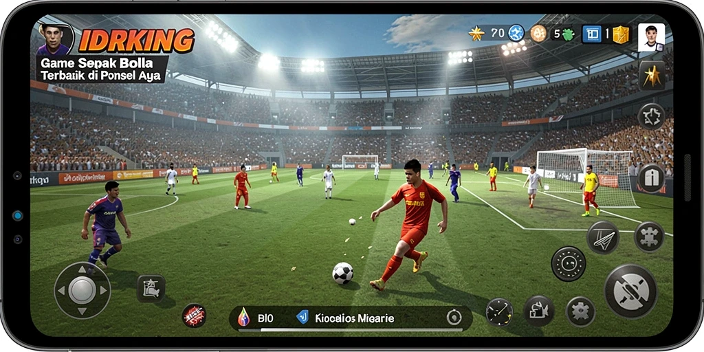 Tampilan gameplay IDRKING yang memukau dalam aksi sepak bola.