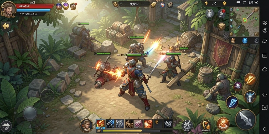 Screenshot gameplay <strong>JJ62</strong> yang menunjukkan aksi pertempuran strategis.