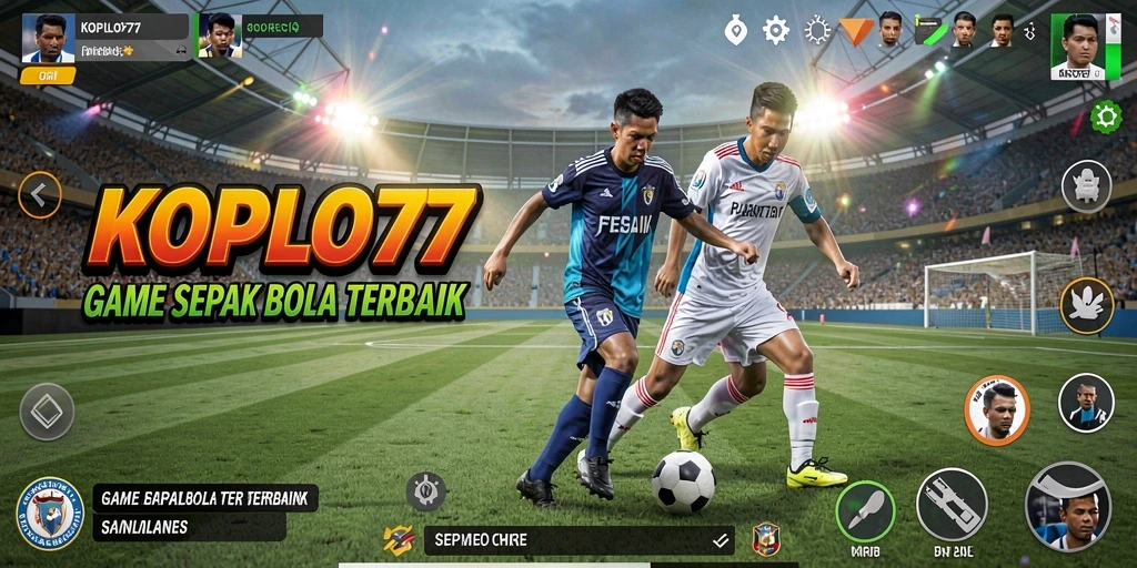 Screenshot gameplay KOPLO77 menampilkan aksi seru di lapangan sepak bola.