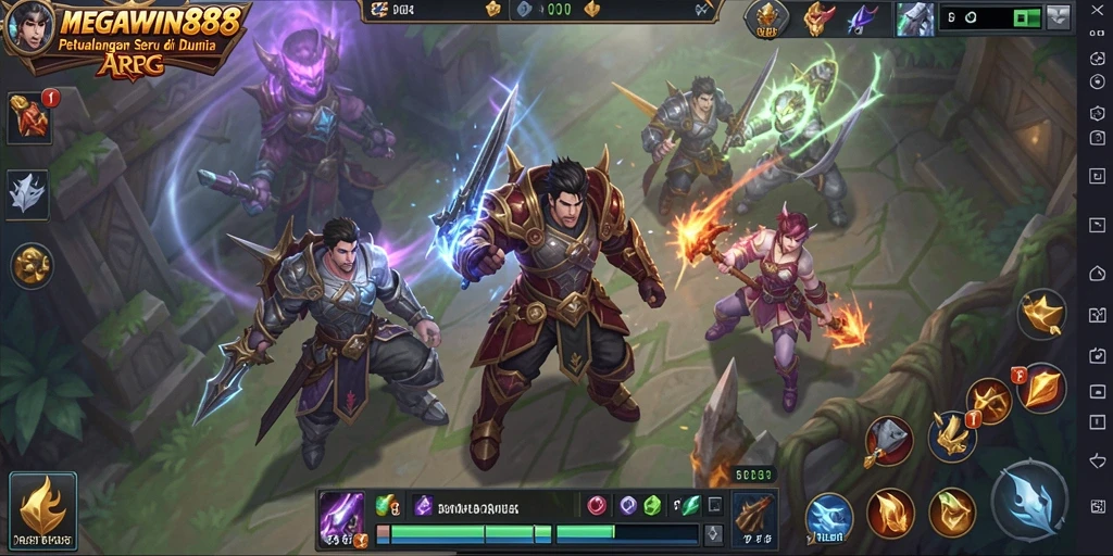 Tangkapan layar gameplay seru MEGAWIN888 dengan aksi petualangan ARPG.