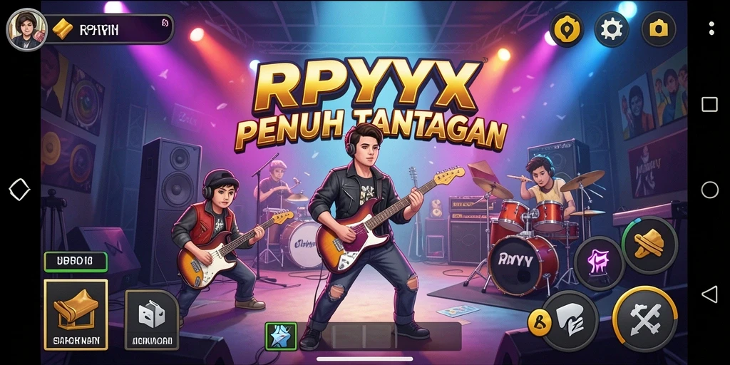 Tampilan gameplay RPYYY yang menarik dengan berbagai pilihan lagu.