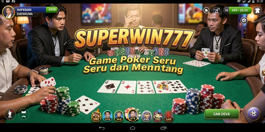 Tampilan gameplay seru dalam aplikasi Poker SUPERWIN777.