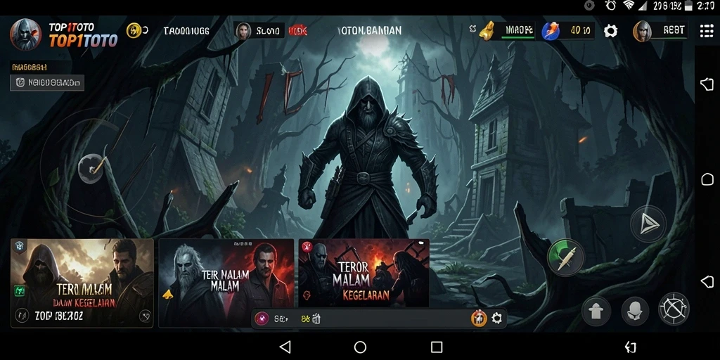 Screenshot menunjukkan pemain dalam suasana yang mencekam dan misterius.