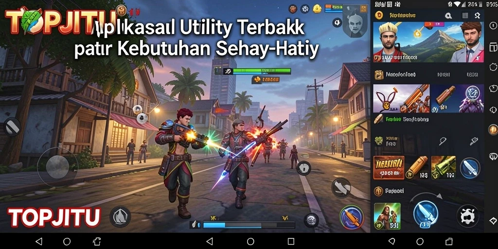 Screenshot utama TOPJITU menampilkan tampilan antarmuka aplikasi Utility yang sederhana.