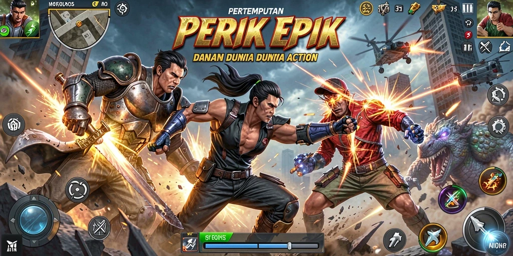 Tampilan utama gameplay V21 dengan pertempuran mendebarkan.
