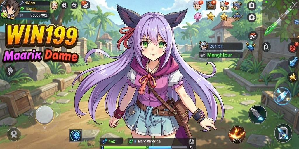 Screenshot dari gameplay yang menampilkan aksi karakter Anime.